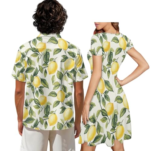 Image of AFPANQZ Couple Matching Outfit Casual Men's Button Down Shirt or Short Sleeve Summer Sundresses Dresses for Women 2026