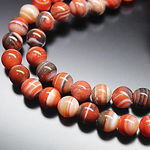 Perle agate dentelle orange de 8mm pour réparer et créer des bijoux