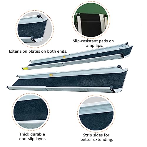 Rampas telescópicas para sillas de ruedas, diseño plegable portátil y ajustable, antideslizante, para un fácil acceso a casa y puerta delantera