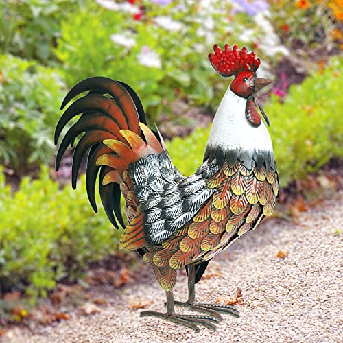 Kircust Garden Rooster Statues & Sculpture, Metal Chicken Animal Yard Art Lawn Ornament Figurines Artwork For Outdoor, Patio,Backyard And Home Kitchen Decoration #TOP2