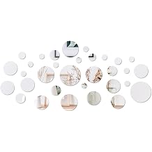 CEYAZYE Wall Mirror, Circle Mirror Tiles, 32 PCS Acrylic | Self Adhesive, Stick on Mirrors for Wall, Removable Peel and Stick, Wall Decals for Home Living Room Bedroom