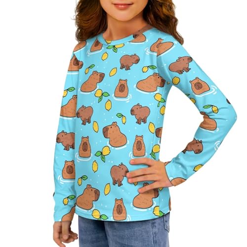 Kids Casual Long Sleeves T Shirt Unisex Crewneck Pullover Tops Size 3-16Y4