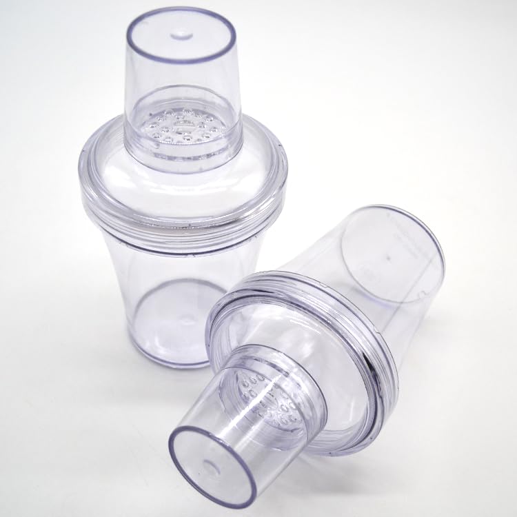 FUJIDENSO 2 Pack Leakingproof & Shatterproof 3-Piece Plastic Cocktail Martini Shaker with Threaded Screw Top & Premium Silicon Gasket & Built In Strainer with Straw Hole/20 Ounce