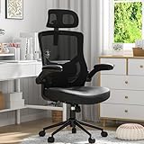 𝑯𝑶𝑴𝑬 𝑶𝑭𝑭𝑰𝑪𝑬 𝑪𝑯𝑨𝑰𝑹, Ergonomic Mesh Desk Chair, High Back Computer Chair- Adjustable Headrest with Flip-Up Arms, Lumbar Support, Swivel Executive Task Chair (Modern, Black)