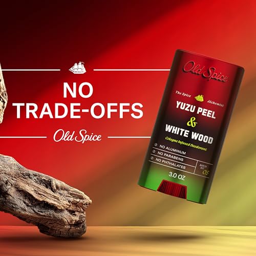 Image of Old Spice Aluminum Free Deodorant for Men, The Spice Alchemist Collection, 24 /7 Cologne Infused Scent, No Trade Off Formula, Free of Parabens & Phthalates, Yuzu Peel + White Wood Scent, 3.0 oz