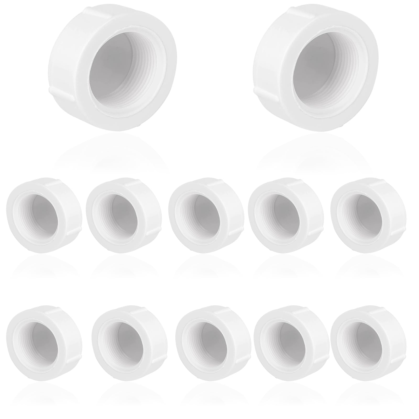 1/2" PVC Pipe End Cap Female Plug Adapter Pipe Fittings-12 Pack,Schedule 40 Pipe Plug Female Socket Fittings,Female Threaded Plug Adapter for Furniture Grade, White (1/2inch-12pack)