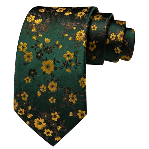 Image of Barry.Wang Men Tie Set Floral Paisley Silk Necktie Pocket Square Cufflinks Formal Wedding Party Business