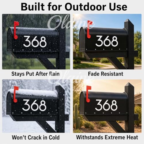 Image of 50 PCS 3 inch Reflective Adhesive Mailbox Numbers, Waterproof Vinyl Number Stickers with Easy-Peel Tabs, Includes Squeegee & Masking Tape, Strong Self-Adhesive House Numbers, Practical Gifts