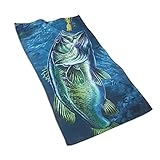 WAZHIJIA 3D Ferocious Fish Beach Bath Pool Towel Painted Fishing Pattern Towels Polyester Cotton...