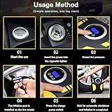 Digital Tyre Inflator,Tyre Inflator Portable Air Compressor Car Tyre Pump with 3 Nozzle Adaptors And Digital Led Light,12V Rapid Tyre Inflator Air Compressor for Car Tires and Other Inflatables - Image 4