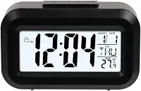 Mini Despertador Digital com Luz Noturna e Função Soneca – Compacto, Silencioso e Ideal para Viagem ou Mesa de Cabeceira (Preto)