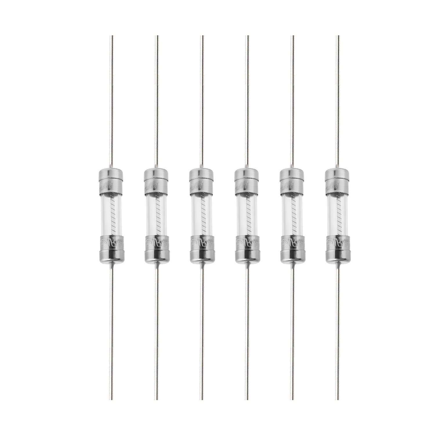 Fielect Glass Tube Fuses Axial with Lead Wire Slow-Blow 5x20mm 15A 250V Time Delay Fuses for Replacing or Repairing Many Home Electronics 6Pcs (T15A)