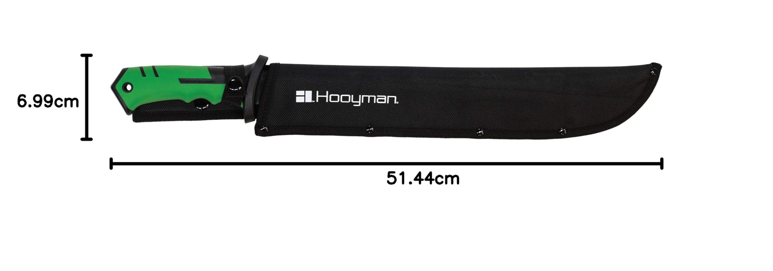 Hooyman Bush Machete with Heavy Duty Construction, Ergonomic No-Slip Handle and Belt Sheath for Gardening, Land Management, Bushcraft, Hunting and Outdoor, Black/Green