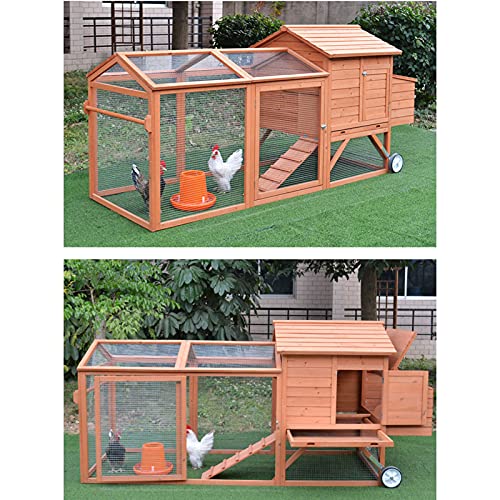 Outdoor Hühnerstall Mobiler Massivholz Geflügelkäfig, Hinterhof Kleintier Laufkäfig Nistkasten Mit Rädern… – Bild 8