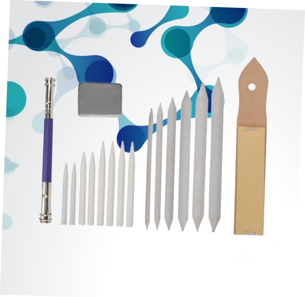 TEHAUX 3pcs Blending Paper Stumps Art Set Sketch Tools Eraser and Sandpaper Sharpeners for Drawing Shading and Charcoal for Beginners and Students