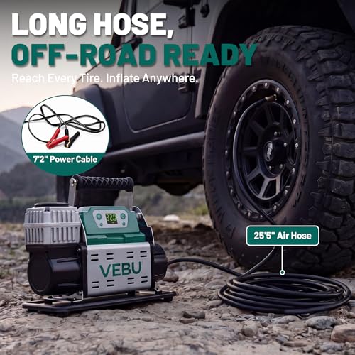 Image of RV Air Compressor 12V Tire Inflator, 150PSI with Auto Shut-off, Digital Display & Preset, 5.65CFM Fast Inflation for Off-road Vehicles, Trucks, SUVs, RVs, ATVs, Corded Electric