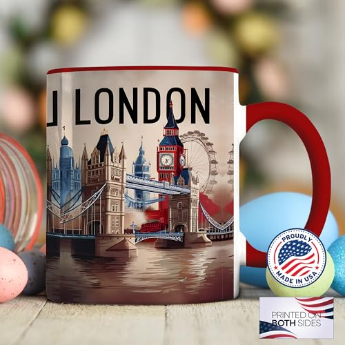 Taza de cerámica con ilustración artística de Londres 11oz miniatura 3