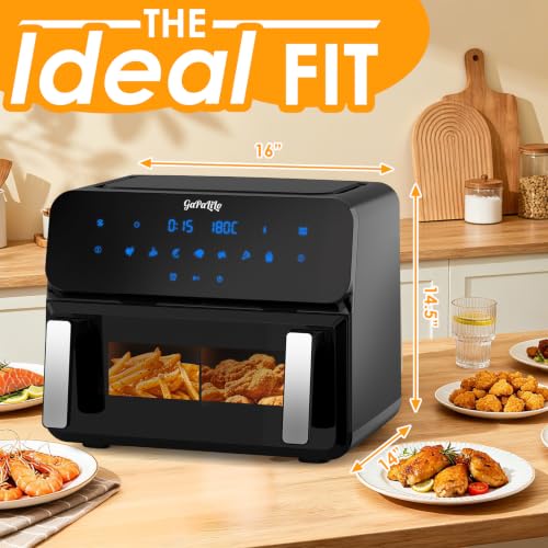 Image of 11QT Large Dual Zone Air Fryer, Double Basket Air Fryer with 2x5.5QT Baskets, Digital Full Touchscreen Easy-Panel, SyncCook Function, Cook 2 Dishes at Once for 4-6 Family,1700W, Black
