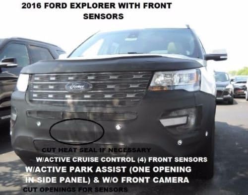Lebra 2 Piece Front End Cover Black - Car Mask Bra - Fits - 2016-2017 16 17 Ford Explorer with Front sensors