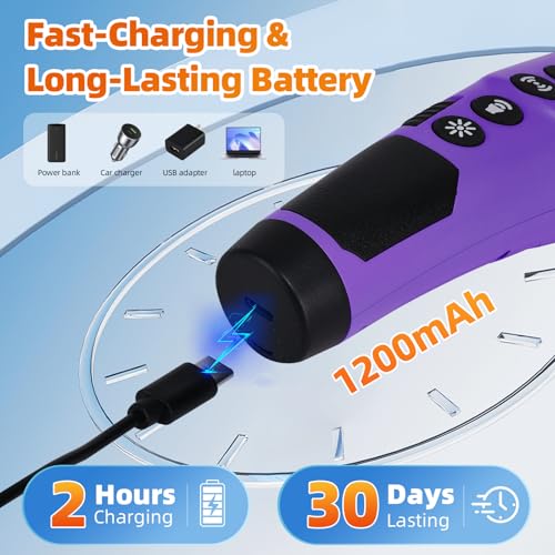 4X Ultrasonic Dog Bark Deterrent Device, 2026 Newest Stop Neighbors Dog Barking, 4 Nozzles Up 100% Efficiency, 3 Modes Humane Training Tool with Flashlight , Safe for Pet Indoor Outdoor(Purple) — view 6