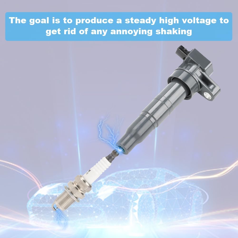 JDMON Ignition Coils Pack and Spark Plug Compatible with Hyundai Azera Entourage Genesis Santa Sonata Veracruz Kia Amanti Borrego Cadenza Magentis Optima Sedona Sorento 2006-2018 Replace UF-546 6PCS