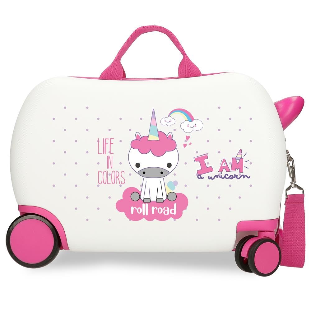 Roll Road, Blanc., 31x45x20 cms, Valise pour Enfant Licorne
