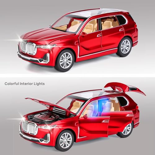 Image of Exclusive Alloy Metal Pull Back Die-Cast Car Diecast Metal Pullback Toy Car with Openable 6 Doors,Light Music Boys Gifts Toys (1:32 B-M-W X7 - Multicolor)