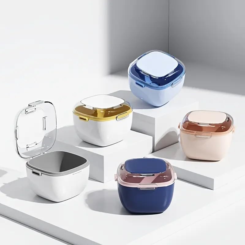 Miniatura 4 de Estuche para dentadura postiza transparente con cesta de enjuague extraíble, estuche de dentadura para limpieza, remojo y almacenamiento de