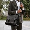 NEWHEY Laptop Bag 15.6 Inch Messenger Bag Mens Briefcase Waterproof Leather Satchel Computer Shoulder Bag Vintage Large Work Bag for Office Business School Black #4