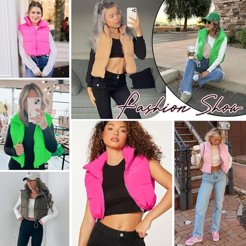 Zando Cropped Puffer Vest Women Sleeveless Outerwear Winter Vest Tops Jackets Lightweight Vests for Women 2025 Trendy Zip4
