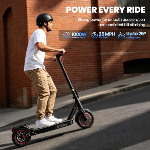 Image of Electric Scooter Adults, 1000W /500W Motor, 28 /21 Miles Max Range, 10'' /8.5 inch Tires All Terrain, 25 /21 MPH Top Speed, Lightweight Commuting E Scooter, Foldable for Adults Teens
