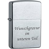 Ausführung Chrome brushed Original Zippo Feuerzeug Chrome brushed - mit Lasergravur vorne