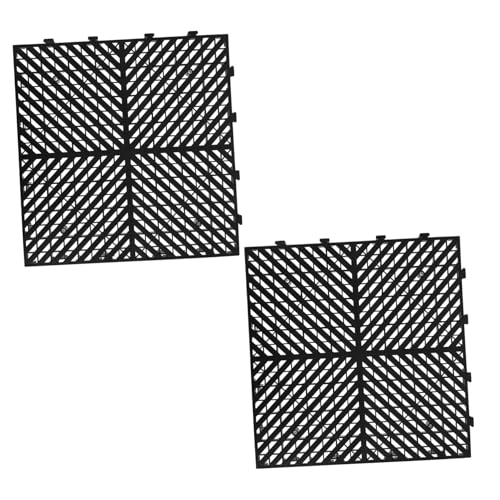 Tapis de drainage antidérapant en PP Alipis | Lot de 2 dalles emboîtables noires pour sol