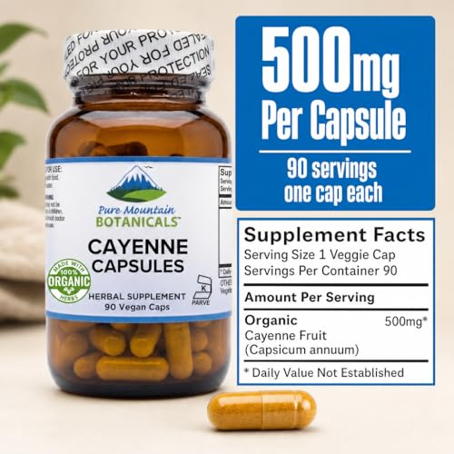 Pure Mountain Botanicals Organic Cayenne Capsules