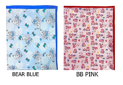 Image of EcoSoft Plastic Sheet,PVC Sheet for Kids,Rubber Sheet for Babies,Bed Wetting Protector(90 x 135 cm) (Blue Bear & BB Pink)