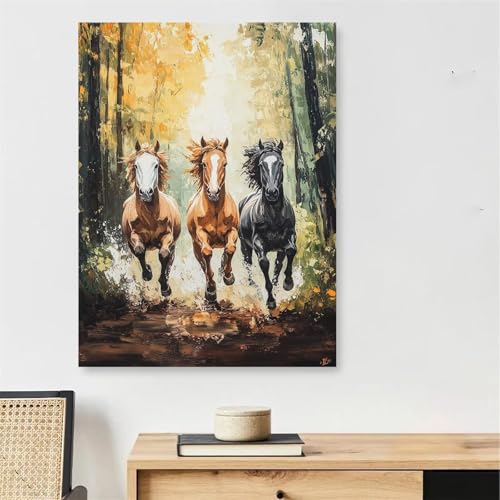 Peinture par numéro adulte cheval avec cadre en bois pour évacuer le stress