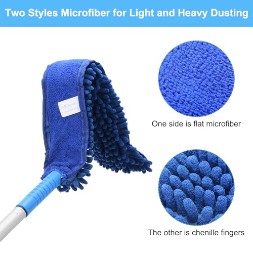 Image of PATIKIL Ceiling Fan Cleaner Duster, 12.9 inch to 59 inch, 2 in 1 Microfiber Duster Extendable Handle Fan Blade Cleaning Tool Removable Washable for Furniture Blind, Gray