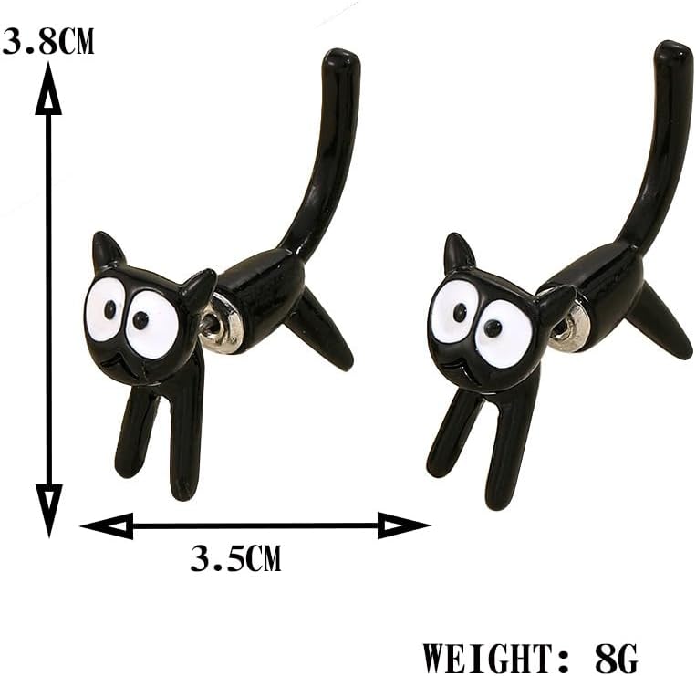 Cute Cats Unique Earrings Front Back Stud Earrings for Women.Black Cat Screw on Back Earrings for Women Animal Jewerly Gift Earring (A) - Image 3