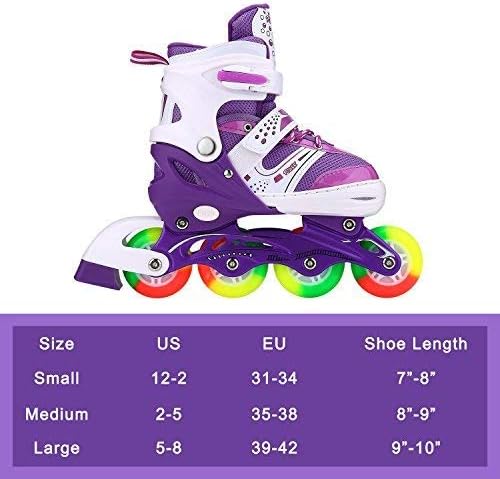 Miniatura 3 de Patines en línea ajustables para niños con ruedas iluminadas para niños y niñas de 5 a 8 a 12 años, patines juveniles para principiantes,