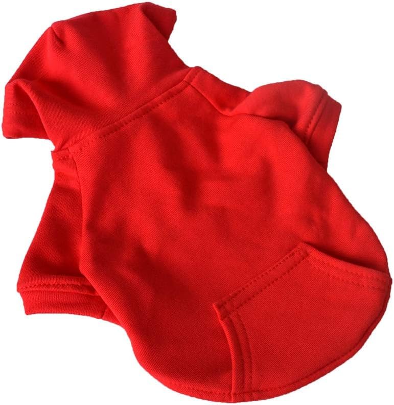 Lovelonglong Blank Basic Hoodie Sweatshirt for Dogs 100% Cotton 12 Colors 11 Sizes Fits Small Medium Dachshund Large Dog (D-M, Red) - Image 4