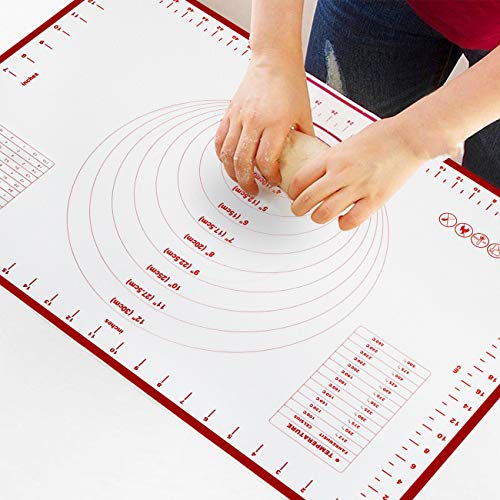 Large Pastry Silicone Mat - Extra Thick Non Stick Baking Mat with Measurement Fondant Mat, Non-Slip Counter Mat, Dough Rolling Mat, Pie Crust Mat 16 x 24 Inches