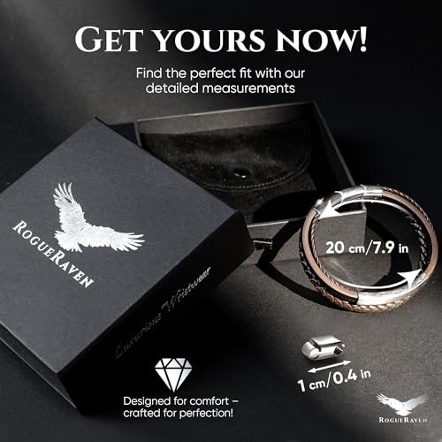 Pulsera de cuero negro para hombres con cierre de acero inoxidable miniatura 6
