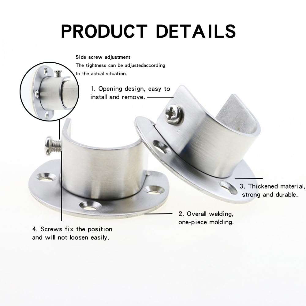 BE-TOOL Set di 4 supporti con flangia da 22 mm, in acciaio inox, per
