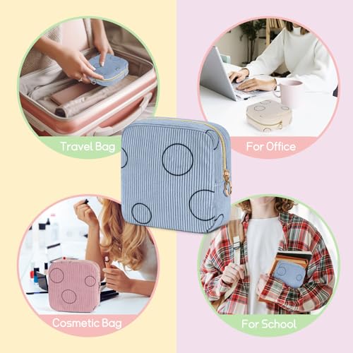 Image of Period Bag for Teen Girls Shark Week Pouch Corduroy Portable Sanitary Pad Bags for Period Teen Period Pads Pouch for Panty Liners, Tampons, Menstrual Cup - Beige