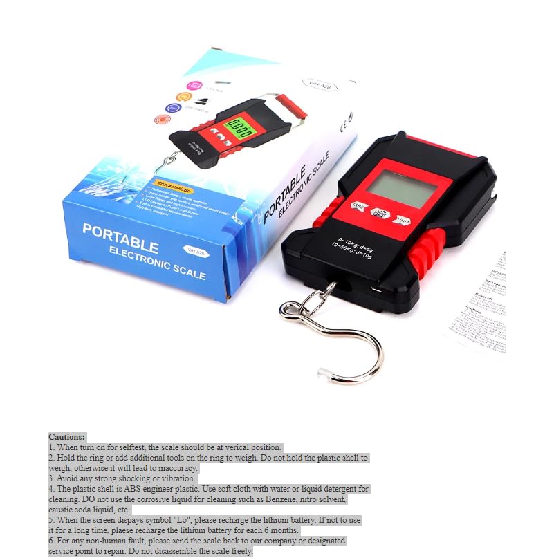 WH-A28 Waterproof Digital Electronic Fishing Scales 50kg/5g Portable Hanging Hook Scale Electronic Scale