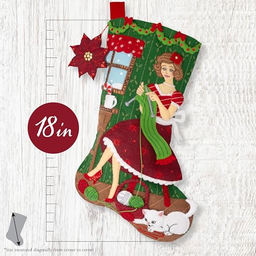 Image of Bucilla, Felt Applique 18 inch Stocking Making Kit, Holiday Knitting, Perfect for DIY Arts and Crafts