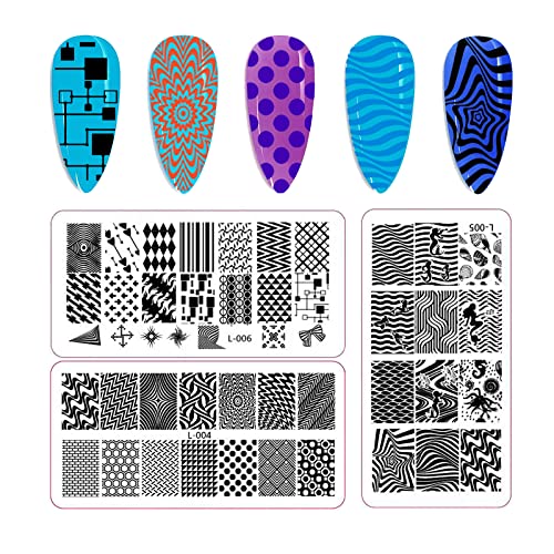 Lizif Nail Stamping Plate Kit,1 Nail Stamper, 8 Nail Art Stamp Plates, 2 Scrapers, Nail Art Stamp Kit Template For #TOP3