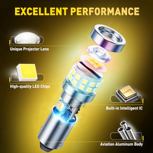 Image of AUXITO BA9S LED Bulb White, BA9 1895 53 57 T4W 64111 LED Replacement Bulb, Mini Size Plug & Play Car Interior Light for Dashboard, Instrument Panel, Dome, Map, Glove Box Lights, License Plate Light