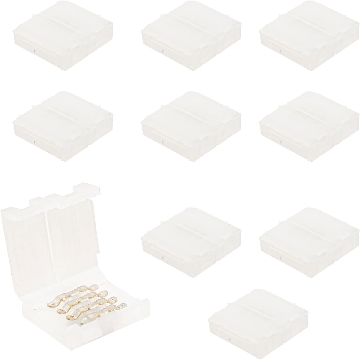 4-Pin RGB LED Light Strip Connectors 10-Pack Unwired Gapless Solderless Adapter Terminal Extension for SMD 5050 Multicolor Strip - 10mm 4pin
