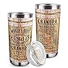 Zzkol Gifts for Grandpa – World’s Best Grandpa Tumbler with Lid and Straw, Funny Birthday Gifts, Nutrition Facts Wood…